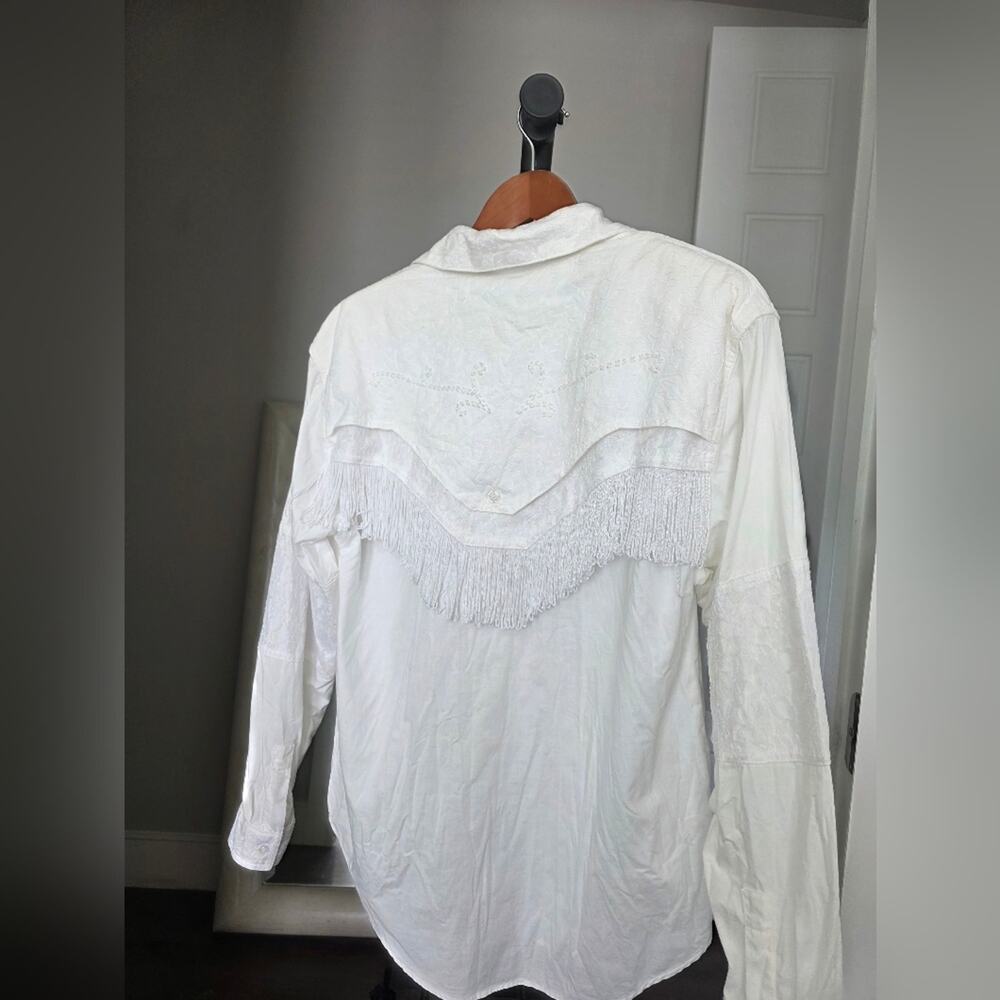 ADOBE ROSE Vintage 90s Lace & Fringe Western Shirt Size L - Picture 5 of 7